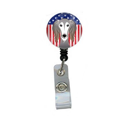 CAROLINES TREASURES American Flag and Saluki Retractable Badge Reel BB2159BR